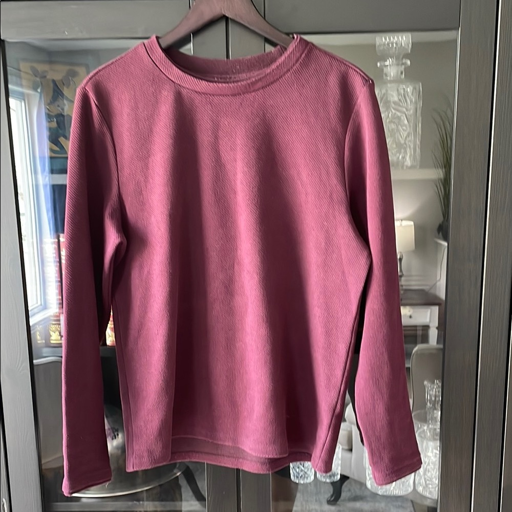 ♻️Soft Pink Crew Neck Sweater with Relaxed Fit